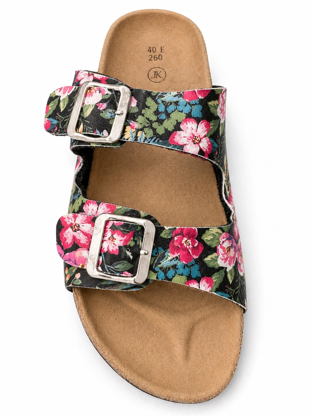 Floral Double Buckle Comfort Slide Sandals Women's Size 10 Birkenstock Inspired - Picture 7 of 7